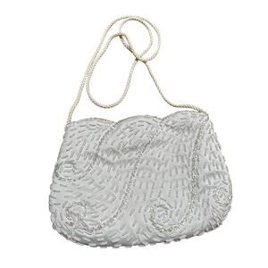 Vintage 1990’s beaded evening bag wedding bride Prom dressy white purse